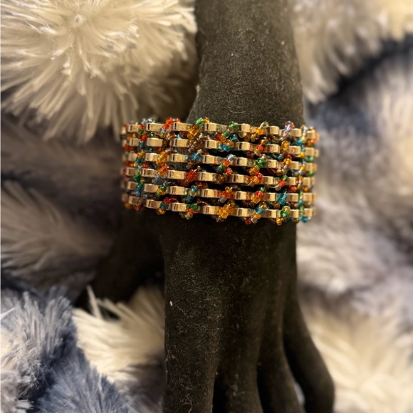 Colorful Beaded Silver Tone Bracelet - Picture 5 of 9